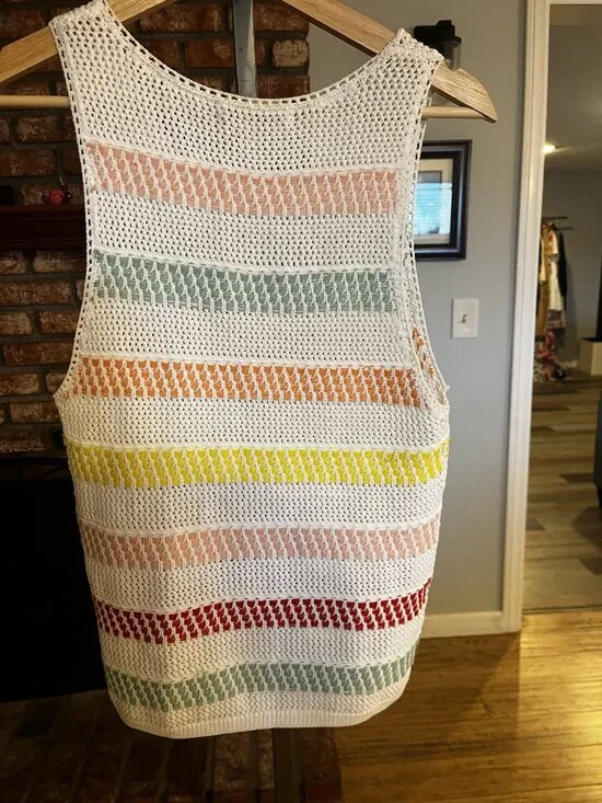 Alice + Olivia Crochet Knit Stripe Tank Top Size Small Multicolor Preloved - Picture 2 of 3